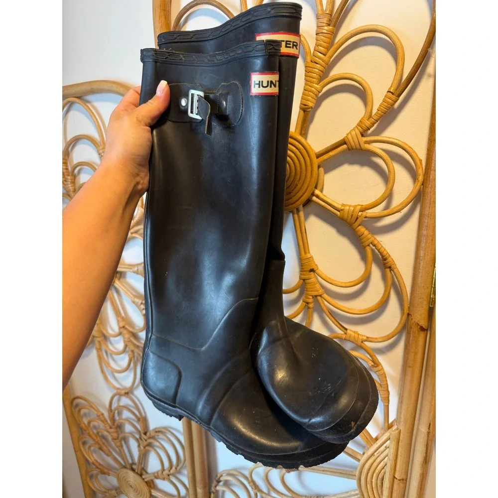 Hunter Original Black Tall Rubber Rain Boots‎ Women US 7M 8F UK 6 EU 39
